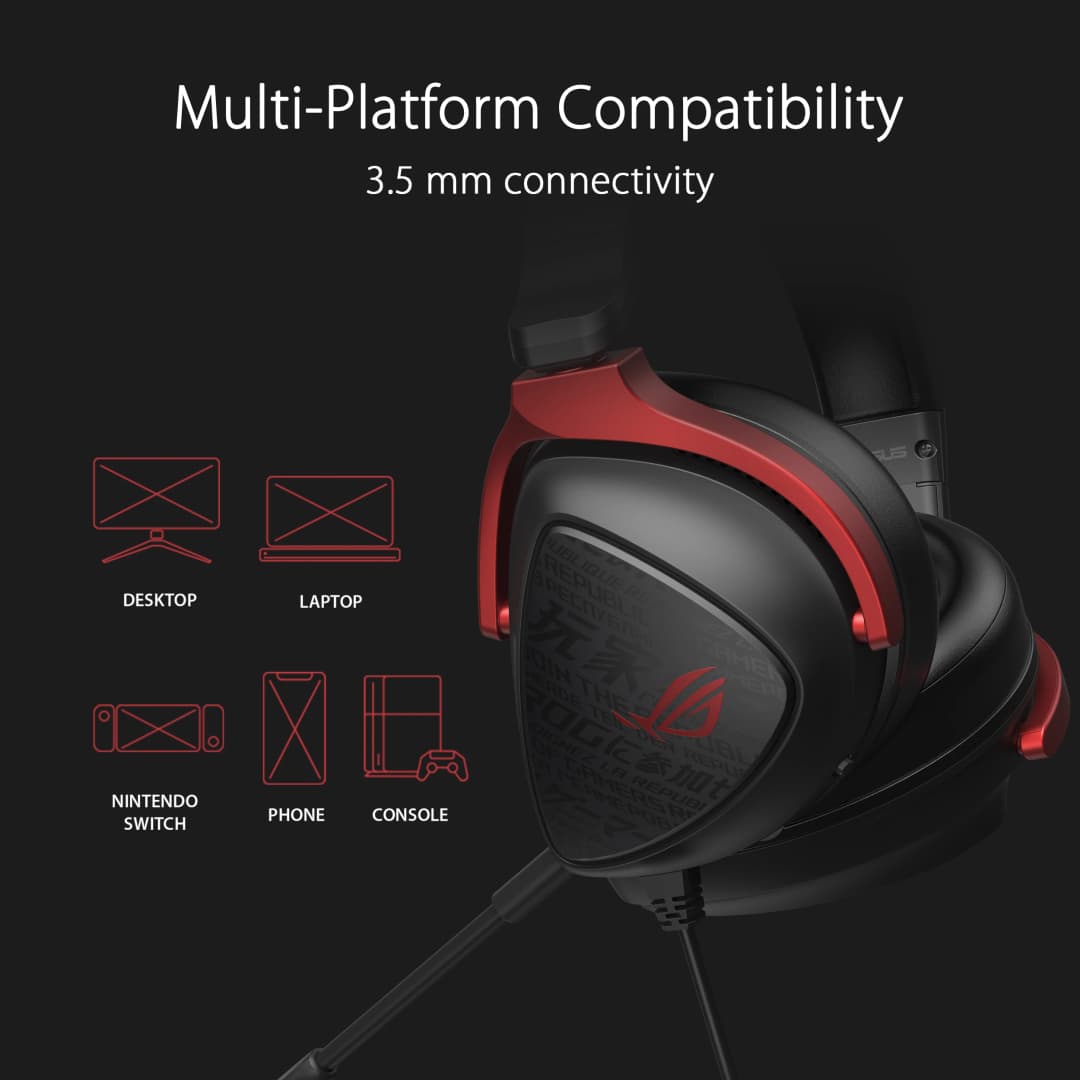 سماعة رأس للألعاب ROG Delta S Core خفيفة الوزن بمقاس 3.5 ملم و50 ملم مع مشغلات ASUS Essence وصوت محيطي افتراضي 7.1 - 5