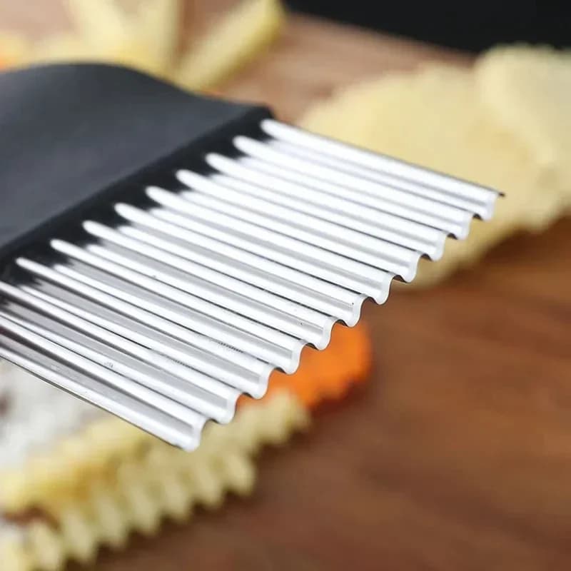 قطاعة رقائق بطاطس من الفولاذ المقاوم للصدأ مع سكين مطبخ وقطاعة عجين وخضروات ومجعدة فواكه ومفرمة مموجة لأدوات صنع القلي الفرنسي - 4