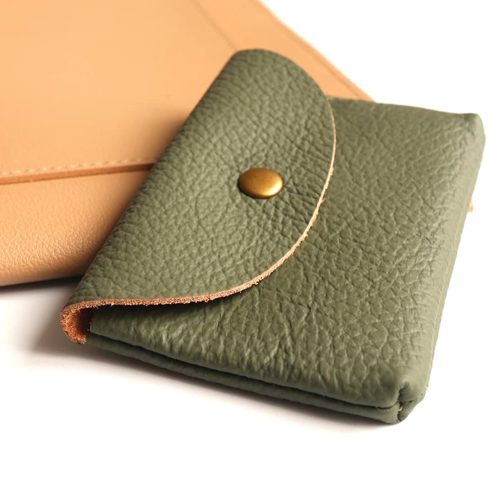 Personalize Genuine Leather Card Holder Simple Classic Soft Cowhide Coin Purse Engrave Letter Mini Envelope Business Card Sleeve - 6