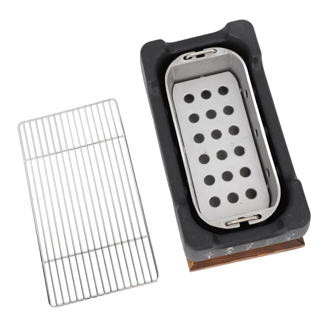 Japanese BBQ Grill Stove Rectangle Charcoal Barbecue Stove Quick Heating Aluminium Alloy Wire Grill Base for Camping - 6
