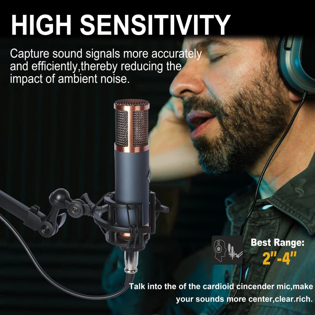 TF39 Condenser Microphone 26mm / 34mm Large Diaphragm XLR Studio Recording Mic for Vocals Podcasting Streaming Home Studio - 6