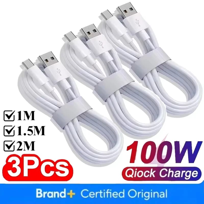 كابل شحن سريع Type C بقدرة 6A و100 واط، كابل بيانات USB C لهواتف هواوي ميت 40 و50 وأونور وشاومي وسامسونج