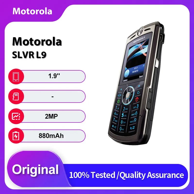 Original Unlocked Motorola SLVR L9 L72  2G 880mAh 2MP Bluetooth 1.9 inches Mobile Phone