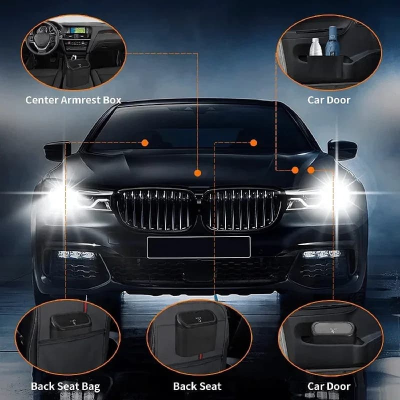 Car Trash Can (with Lid) Contains 60 (300) Garbage Bags, Small Car Trash Can, Leak-proof Mini Car Accessories - 4