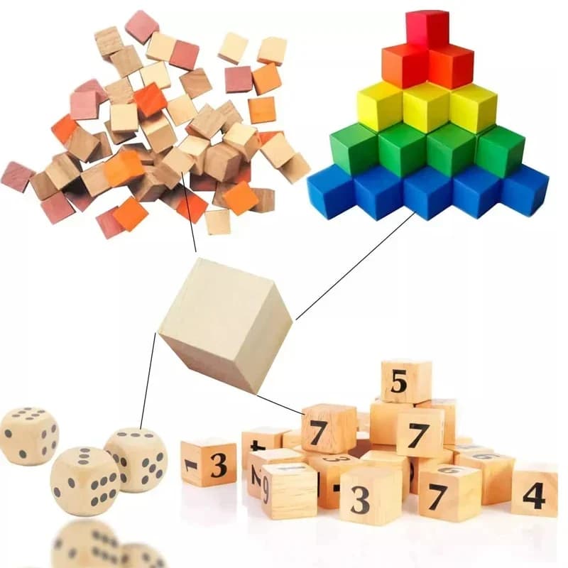 500pcs 1cm Unfinished Wooden Cubes, Natural Wood Square Blocks for DIY Project, Crafting Home Decor Art Supplies - 3