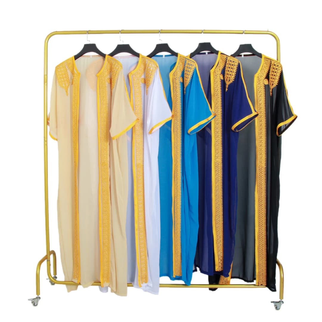 Eid Men Robe Jubba Thobe Open Abaya Dishdasha Islamic Embroidery Cardigan Abayas Dubai Male Muslim Prayer Kaftan Ramadan Morocco - 5
