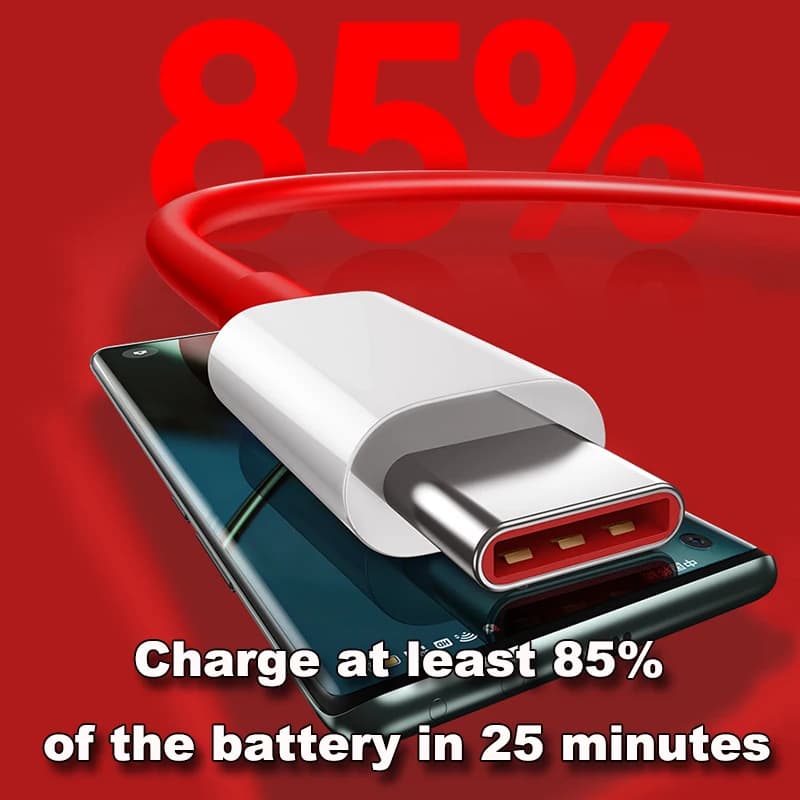 كابل وان بلس 13 و12 و11 الأصلي 80 واط سوبر فوك شحن سريع يو اس بي تايب سي 100 واط شحن سريع وان بلس 10T ونورد CE 4 و10 ايس 3 برو - 6