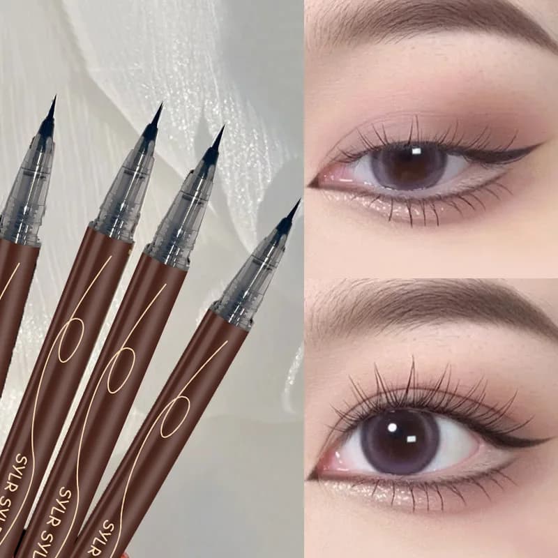 Ultra-fine ultra-fine eyebrow pencil waterproof professional sweat-proof liquid eyeliner Eyebrow dual-purpose durable makeup art - 4