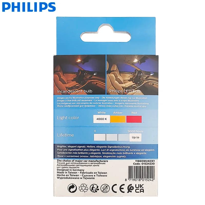 Philips Ultinon Pro6000 LED C5W Festoon 30mm 4000K White Auto Interior Read Dashboard License Plate Light No Error 11860WU60X1 - 2
