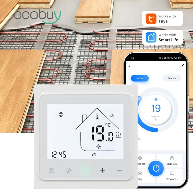 مويس ترموستات ذكي تيا زيغبي/واي فاي للتحكم في درجة الحرارة لتدفئة الأرضيات المائية/الكهربائية وغلاية الغاز يعمل مع أليكسا وجوجل هوم - 4