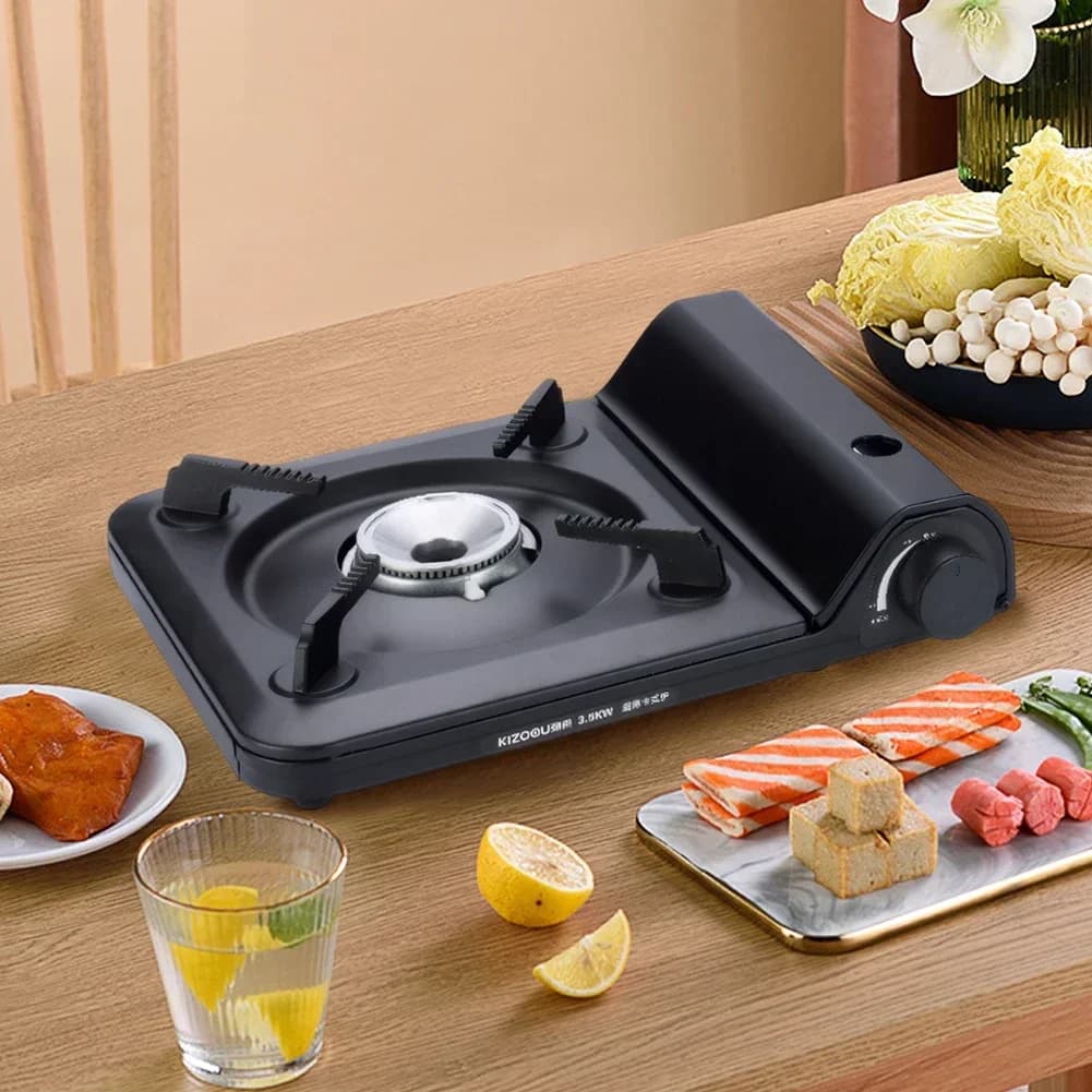 Portable Single Burner Camping Gas Stove - Automatic Ignition Cassette Stove for Indoor Outdoor Cooking Hiking Picnic - 3