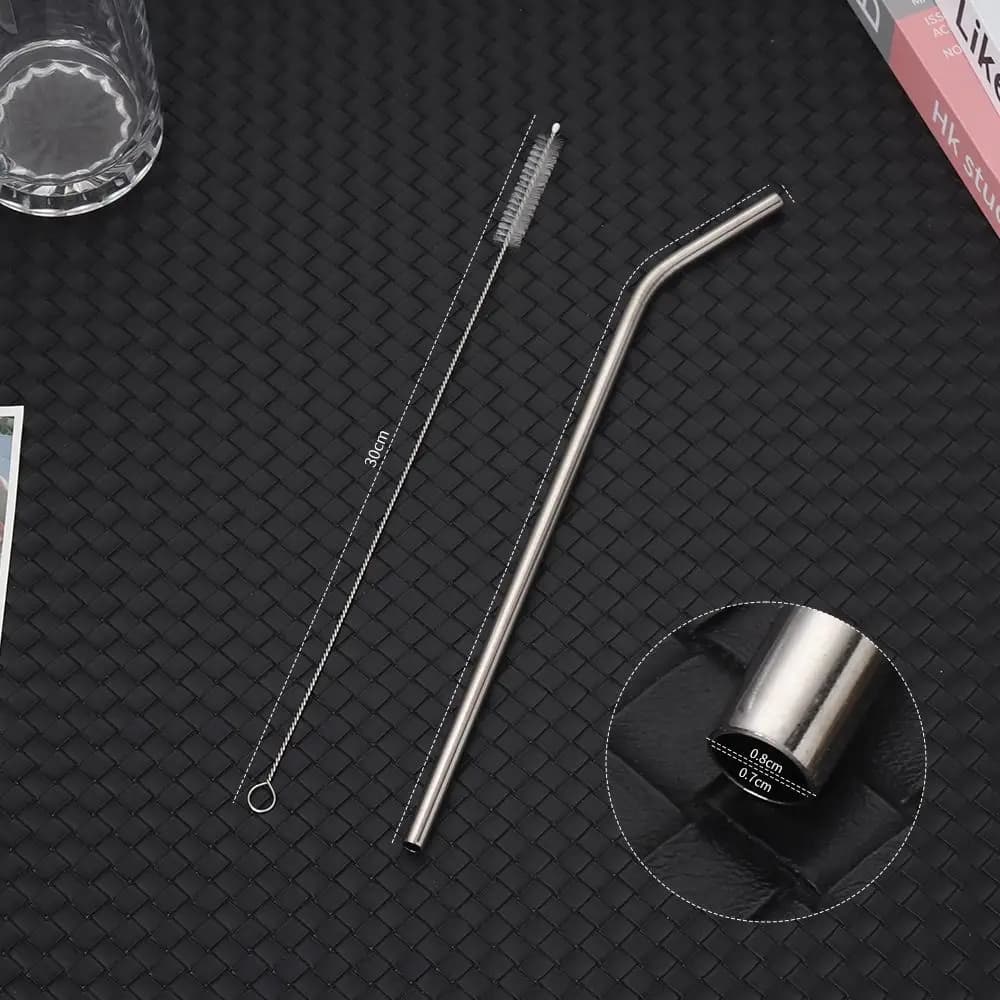 1 قطعة قش شرب مستقيم منحني من الفولاذ المقاوم للصدأ، قش كوب فضي 6 مم و8 مم، قابل لإعادة الاستخدام لكوب Stanley 30 أونصة و40 أونصة - 4