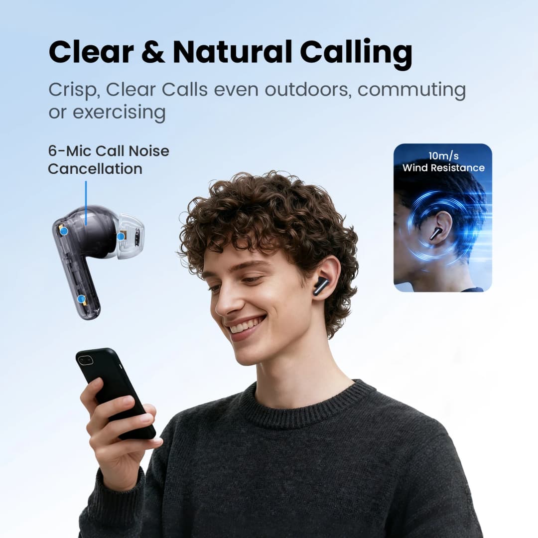 سماعات أذن لاسلكية HAYLOU Flowbuds N55، إلغاء ضوضاء تكيفي 54dB، بلوتوث 6.0، صوت عالي الدقة LDAC، 6 ميكروفونات، مكالمات HD، تشغيل حتى 40 ساعة، مقاومة للماء IPX5 - 3