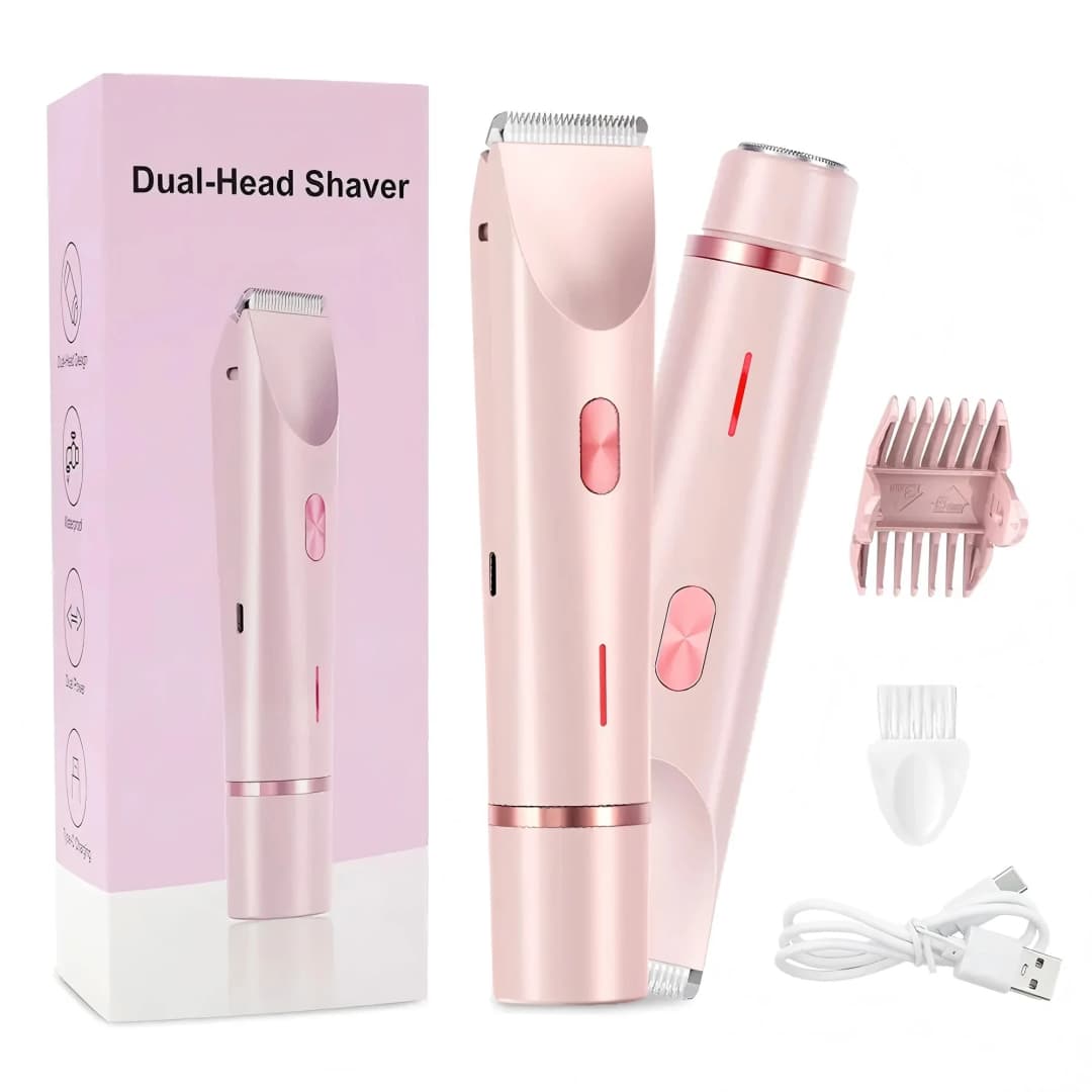 ماكينة حلاقة كهربائية 2 في 1 للنساء، ماكينة حلاقة بلا ألم، مقاومة للماء، ماكينة تشذيب شعر الساقين والبكيني والجسم، مزيل شعر الوجه والشارب للسيدات