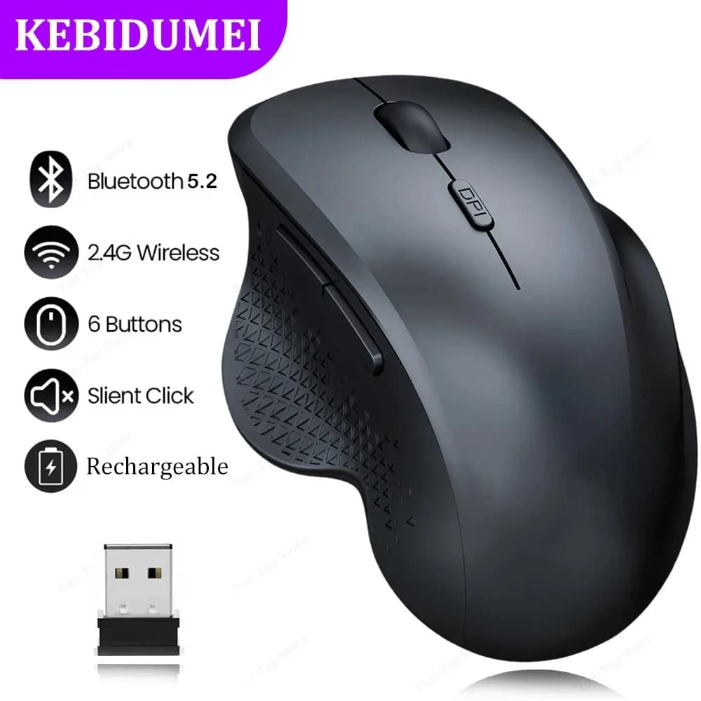 Dual-Mode 2.4G Wireless Mouse Bluetooth 5.2 Mouse Rechargeable Mouse Game Mouse 1600DPI For Laptop Tablet Computer Windows MacOS
