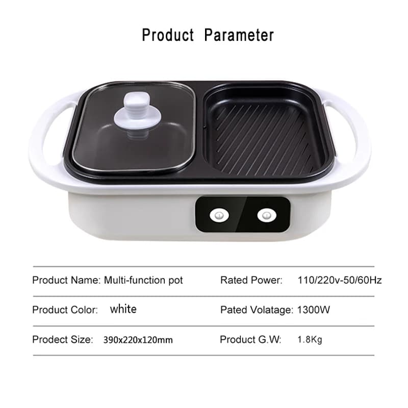 2 in 1 Non-Stick Shabu Pot and Griddle Multi Cookers BBQ Shabu Shabu Pot with Grill, Steaks, Ramen& Noodles,electric cooking pot - 6