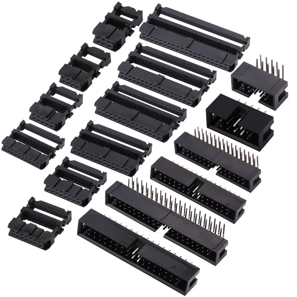 FC 6/8/10/12/14/16/18/20/24/26/30/34/40/50/60/64Pin 2.54mm Pitch أنثى IDC مقبس موصل كابل شريط DC3 رأس ذكر مقبس