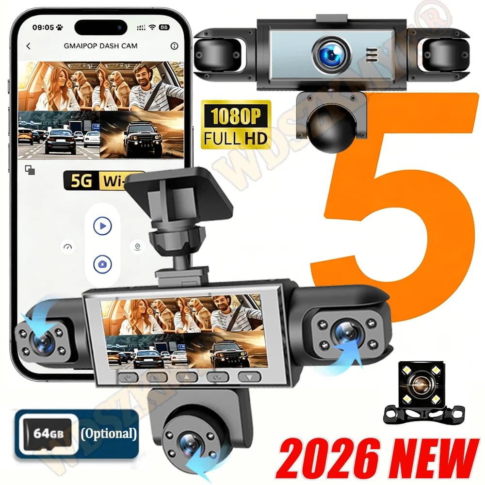2026NEW 3/5Camera Car DVR 1080P Video Recorder 360 Degrees WIFI Dash Cam Front right left inside With Rear View camera - 2