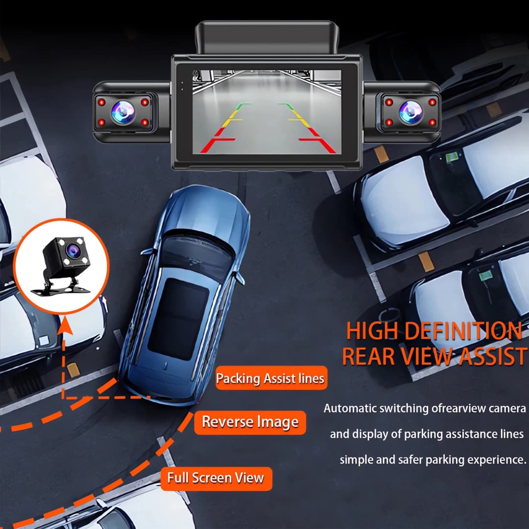 FHD 1080P 4 Channel Full HD Car DVR Wifi Dash Cam 4 Cameras Dashcam Video Recorder Night Vision Black Box Cabin 24H Parking - 3