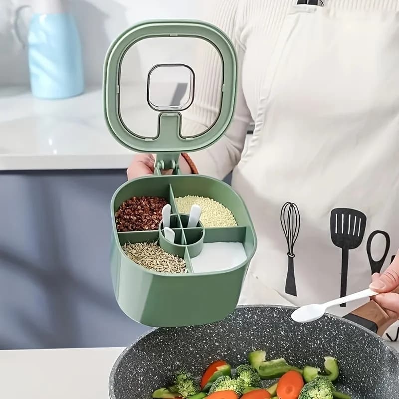 A 4-In-1 Large Capacity Seasoning Box with a Lid And Spoons Comes with Four Spoons for in The Home Kitchen for Salt Containers - 6