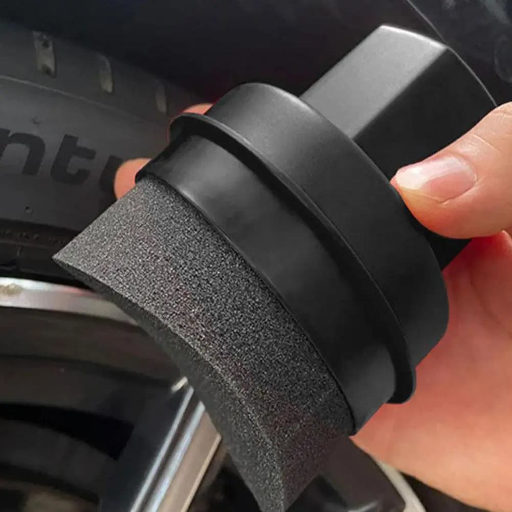 إسفنجة توزيع شمع الإطارات المنحنية مع غطاء مريح لتنظيف إطارات السيارة أداة تفصيلية لأداة تنظيف شمع السيارة - 4