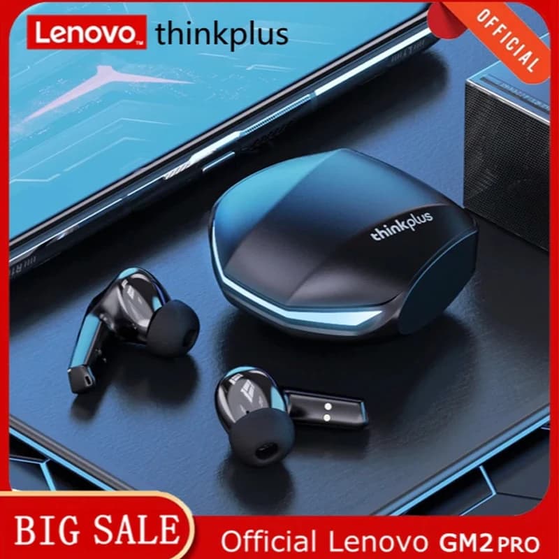 سماعات أذن Choice Lenovo GM2 Pro لاسلكية بلوتوث 5.3، للألعاب ذات الكمون المنخفض، وضع مزدوج، سماعات أذن رياضية داخل الأذن مع ميكروفون