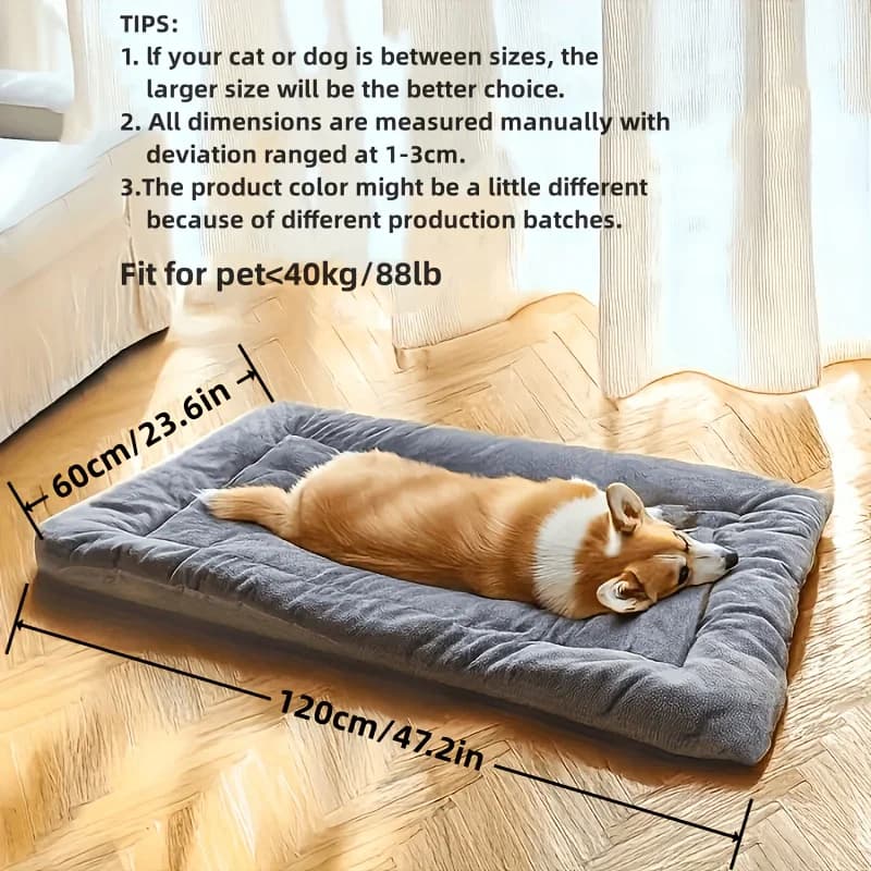 Oversized Plush Dog Cat Bed Sofa Crate Pad Ultra Soft Polyester Pet Mat for All Size Cats Dogs Adorable Rectangle Couch - 3