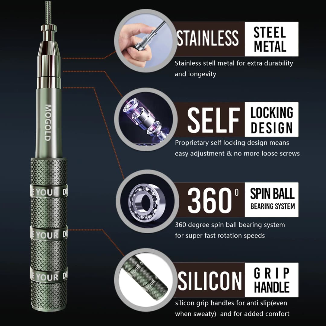 حبل قفز تلسكوبي عالي الجودة لتمارين كروسفيت والملاكمة - مناسب للبالغين والأطفال - 5