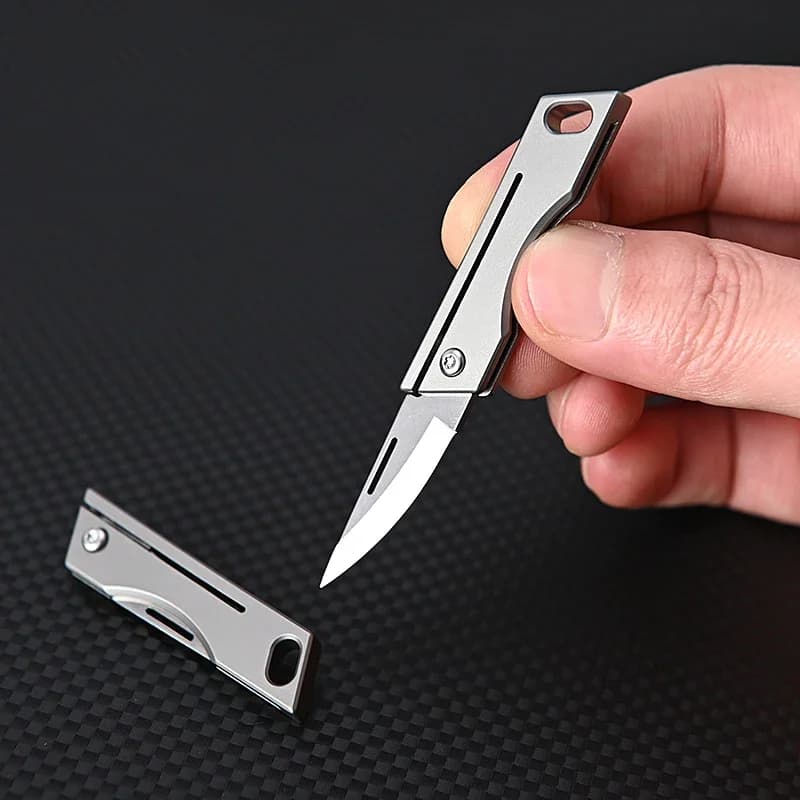 Mini Titanium Alloy Folding Knife Outdoor Camping Portable Keychain Open Box Pocket Knife Gift EDC Tool - 2