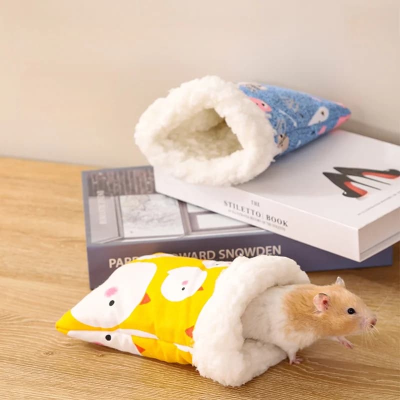 Winter Warm Small Pet Hammock: Hamster House & Sugar Glider Sleeping Bag with Warm Cotton Fill - for Dwarf Hamsters Teddy Bear - 2