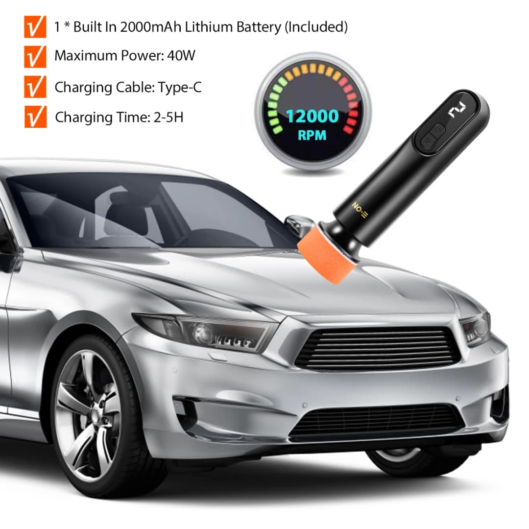Car Polisher Handheld Wireless Polisher Car Polishing Waxing Machine Power Tool for Car Body Cleanig Waxing Repair - 5