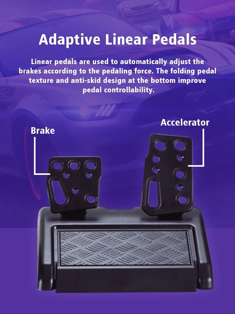 DATA FROG Racing Steering Wheel Vibration Controller Sim Racing Wheel with Pedals for PC Gaming Console Universal Gamepad - 3