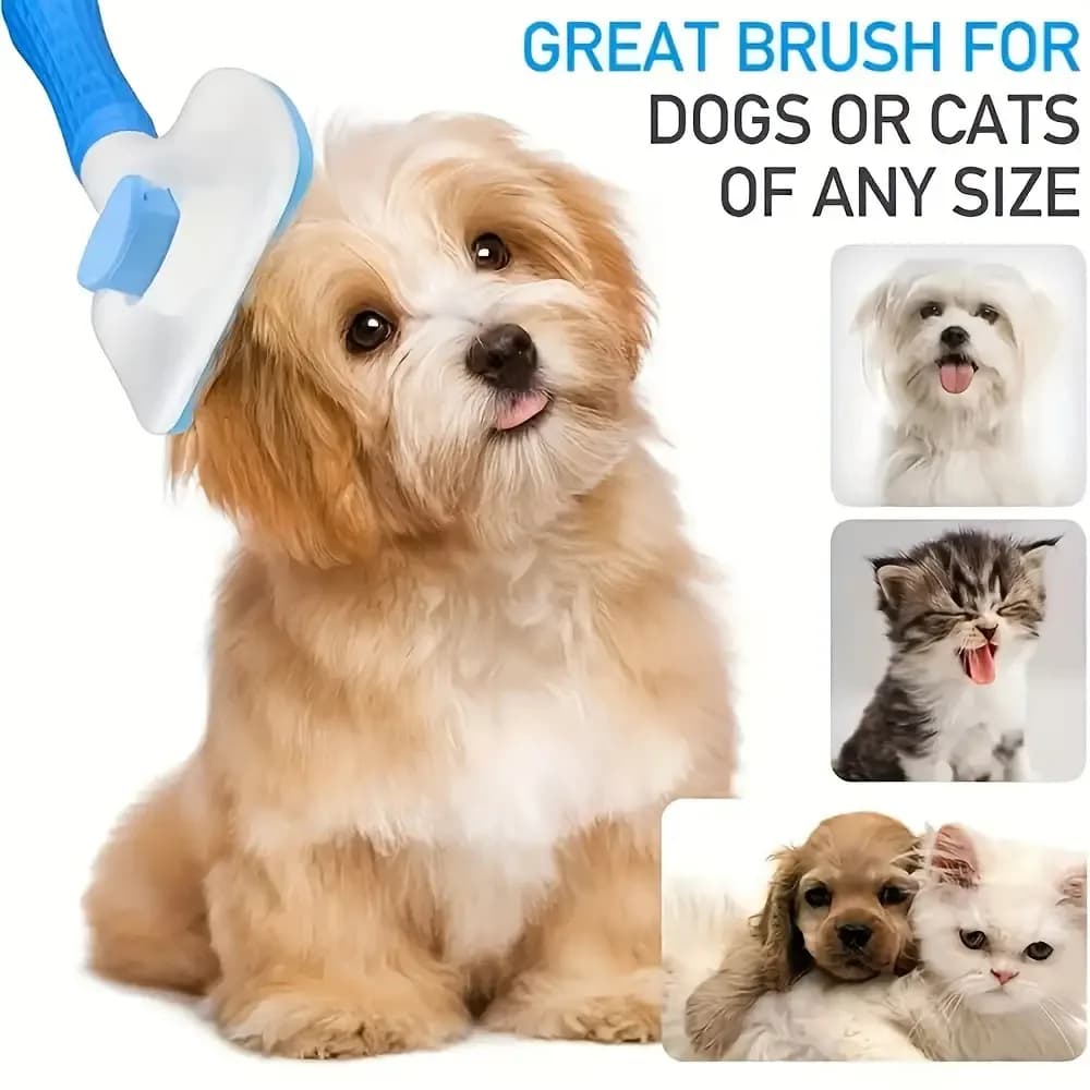 Easy to clean pet grooming brush with self-cleaning button for one click hair removal - 5