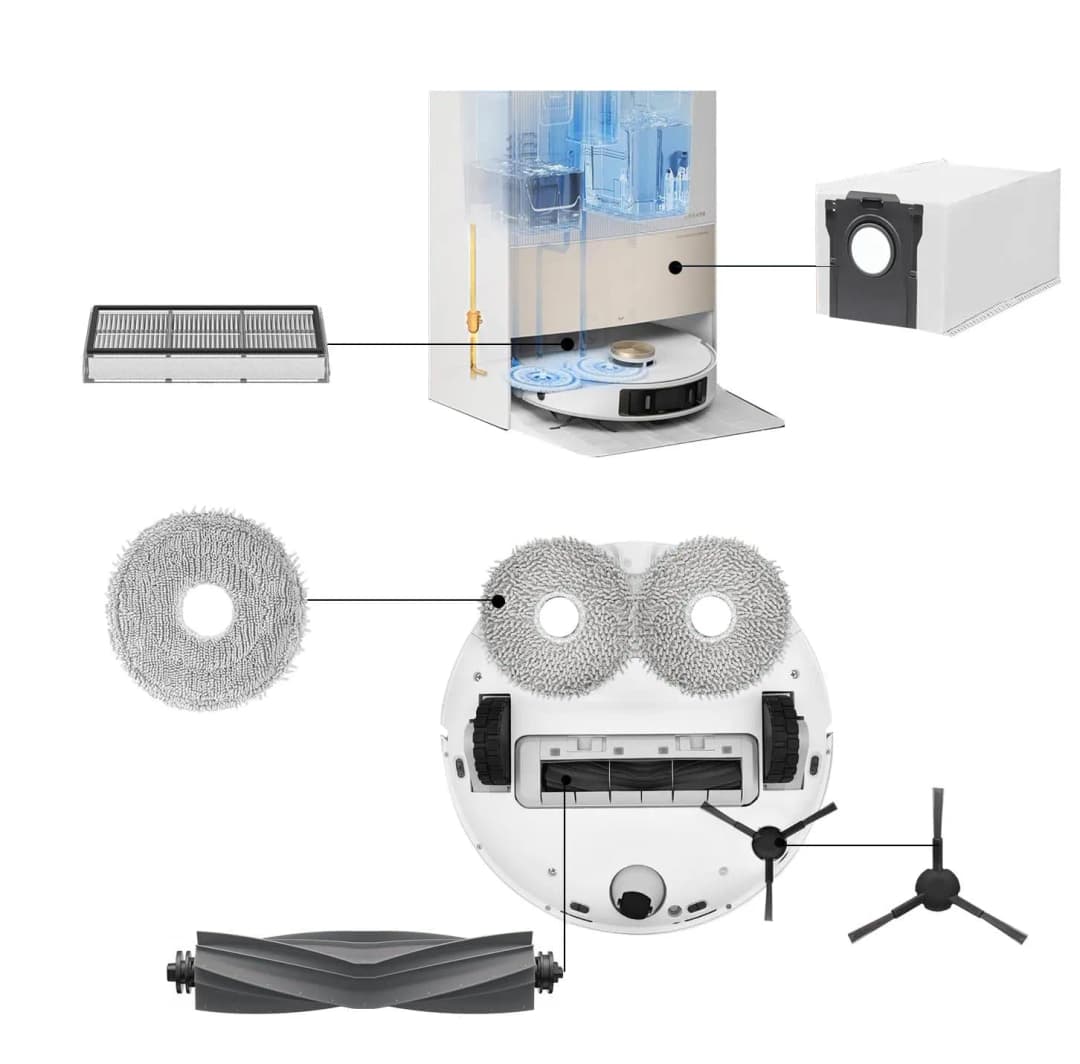 Dreame D20 Ultra / L10s Ultra CE Robot Vacuum Cleaner Accessories Main Side Brush Mop Cloth Hepa Filter Dust Bag Spare Parts - 5