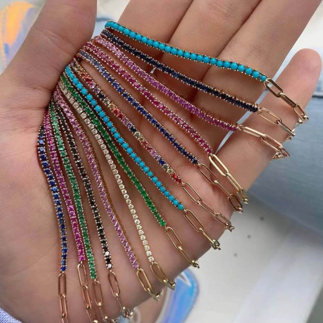 Luxury Color Cubic Zirconia Gold Color Tennis Bracelets For Women Girls 2022 New Trend Chain Bracelets Jewelry Party Gifts - 3