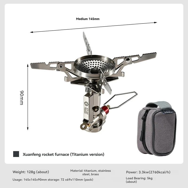 CAMPINGMOON XT-2F Titanium Rocket Stove Head Portable Outdoor Camping Gas Stove Stable Output Picnic Cartridge Stove - 3