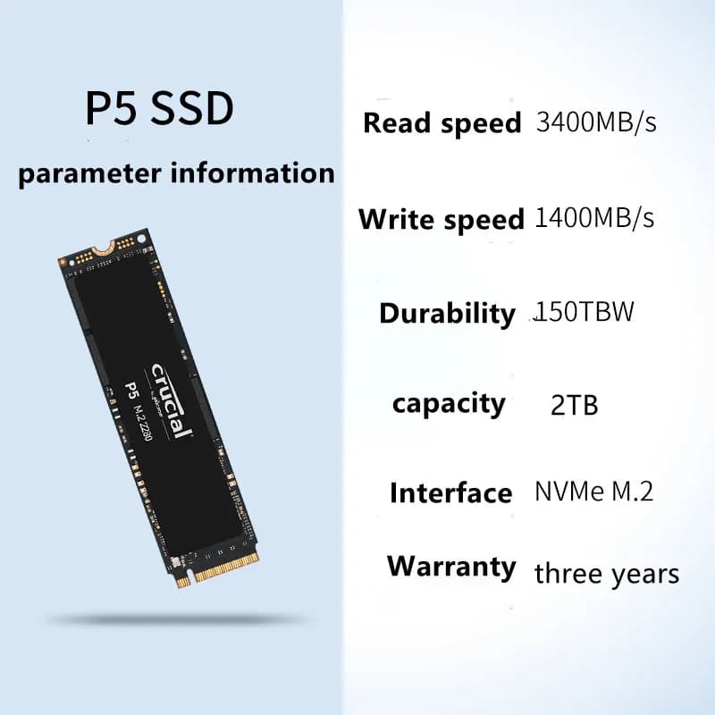 Crucial Meguiar 2TB SSD M.2 Interface (nvme Protocol) P5plus Series PCIe Gen4 Game High-speed Performance Meguiar - 3