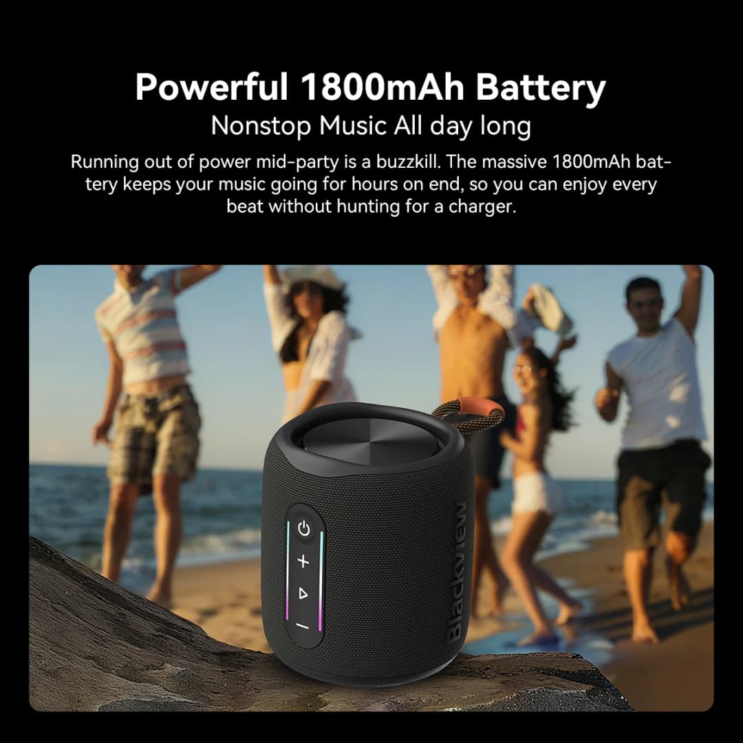 Blackview AuraBass 2 Portable Bluetooth Speaker, IPX7 Waterproof, 1800mAh, 7H Playtime, BT 5.3 for Outdoor, Camping, Travel - 5