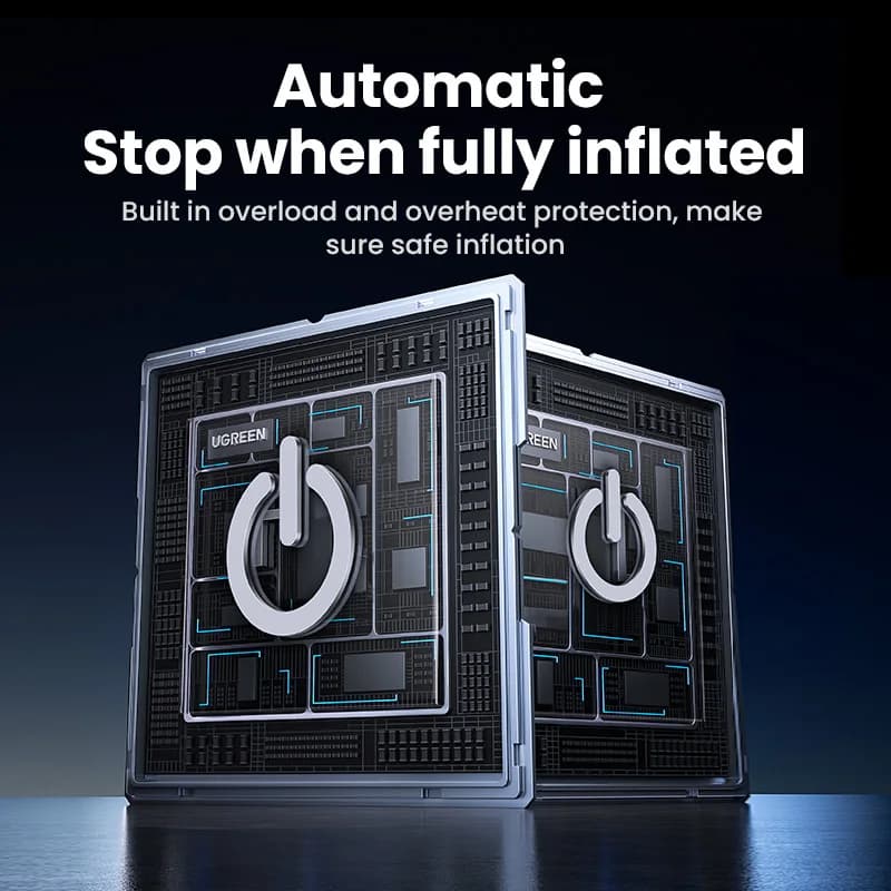 مضخة هواء UGREEN للسيارة ضاغط هواء محمول للسيارات والدراجات النارية والدراجات الهوائية منفاخ إطارات كهربائي مع شاشة LCD رقمية - 4