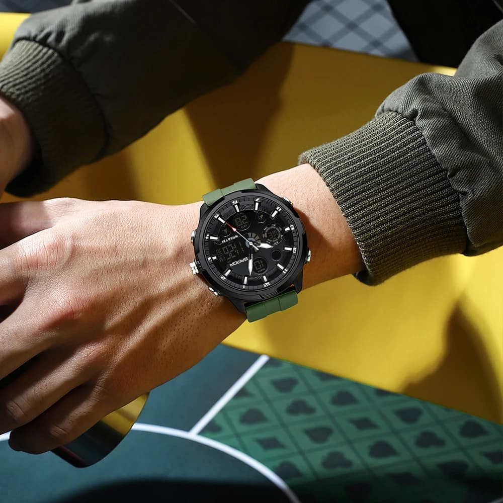 ساعة ساندة رقمية عسكرية رجالية مقاومة للماء حتى 50 متر ساعة يد LED كوارتز ساعة رياضية رجالية ساعات كبيرة للرجال - 5