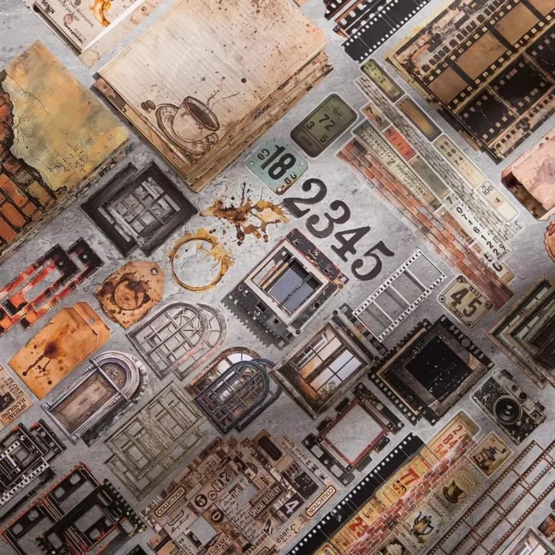 90 قطعة دفاتر مفضلة إطار زخرفي مواد ورقية كتيب مواد أوراق قهوة أوروبية لوح مخطوطات كولاج سكرابوك - 2