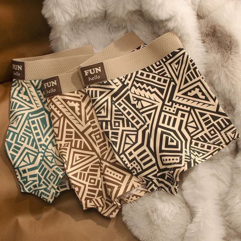 Men's Breathable Comfortable Underwear American Style Personalized Boxer Shorts Printed Trendy Ethnic Retro Square Underpant - 2