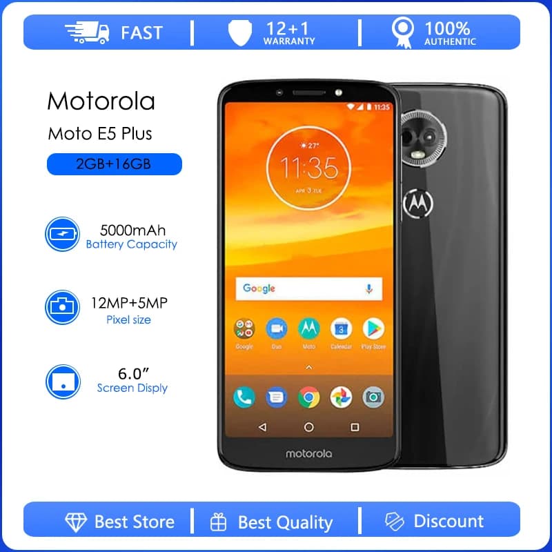 Original Unlocked Motorola Moto E5 Plus XT1924 4G 12MP 32GB 3GB RAM 6.0'' 5000mAh Android 8.0