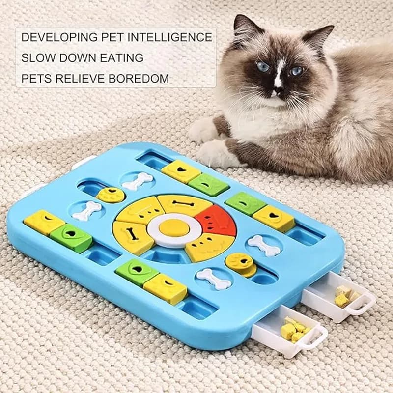 لعبة ألغاز تفاعلية للكلاب الكبيرة والمتوسطة والصغيرة والقطط 4 طرق للعب مغذية بطيئة تعزز الهضم سهلة التنظيف - 3