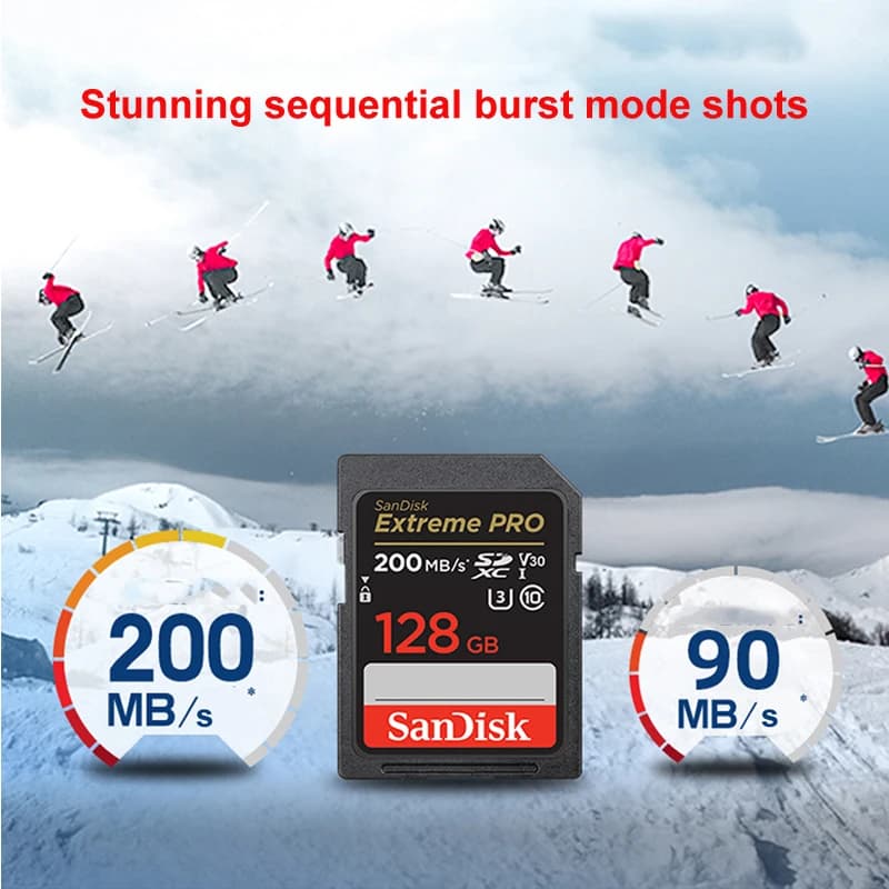 SanDisk SD Card 32GB 64GB 128GB 256GB Memory Card 120MB/s U1 200MB/s U3 V30 4K For Canon Nikon SLR Camera Shooting 4K Video - 2