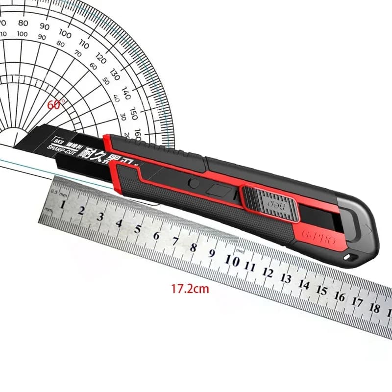 سكين منفعة ديلي قابل للسحب، سكين صندوق مدمج للكرتون والكرتون والصناديق، مع قطعة واحدة 18 ملم أوسع - 2