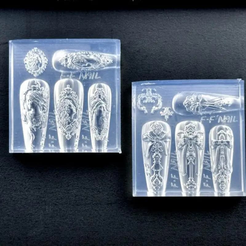 إطار صور أفاتار قالب أظافر سيليكون ثلاثي الأبعاد، تصميم فيونكة على الطراز الأوروبي، قالب مانيكير وأداة تزيين فن الأظافر