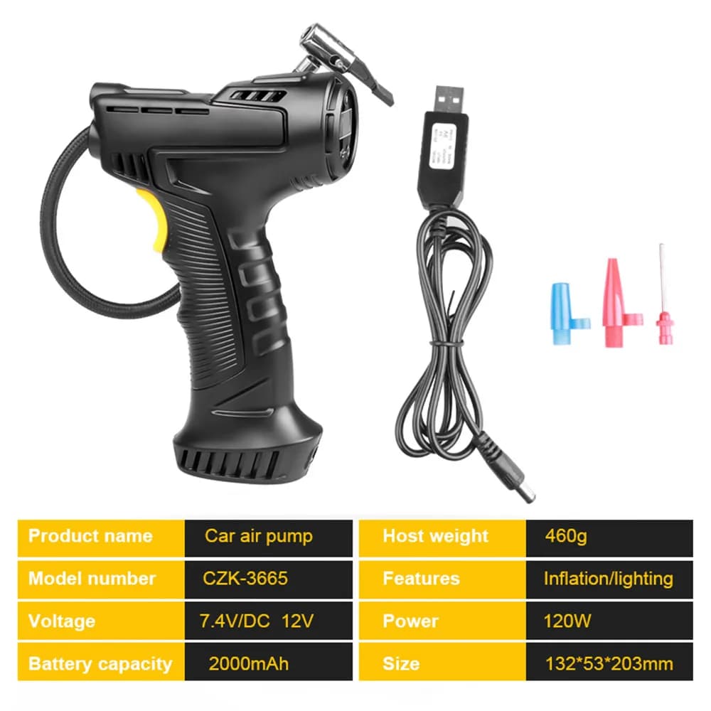 120W Wireless Digital Tire Inflator Portable Air Compressor Inflatable Pump 12V Air Pump Rechargeable For Car Motorcycle Tire - 2