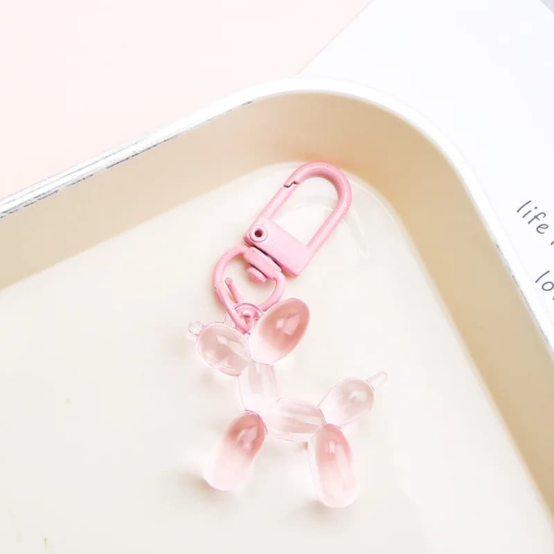 سلسلة مفاتيح جديدة على شكل كلب بالون شفاف بألوان الحلوى مع قلادة، إكسسوارات إبداعية - 6