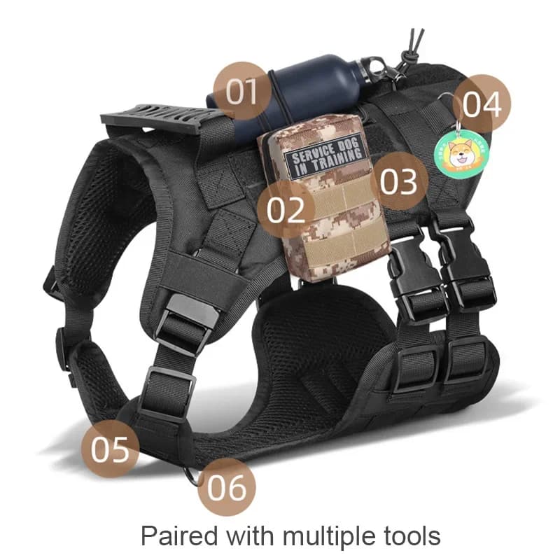 Military Large Dog Harness Pet German Shepherd Training Vest Tactical Dog Harness And Leash Set For Dogs Accessories - 2